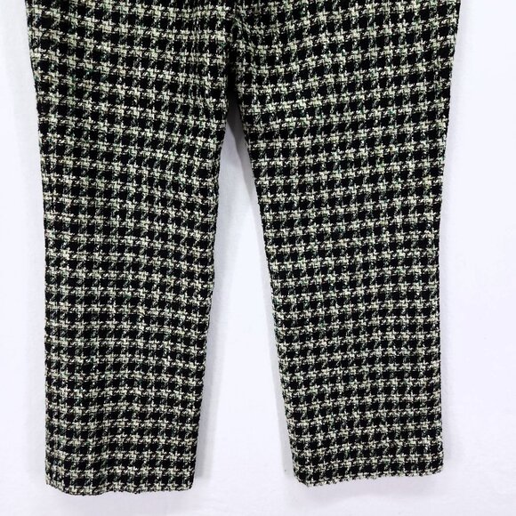 Zara Textured Tweed Houndstooth Pants Size Medium Cropped Trousers Plaid - Picture 5 of 16